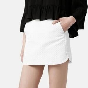 Topshop White Tweed A-Line Mini Skirt Embroidered Textured Size 6